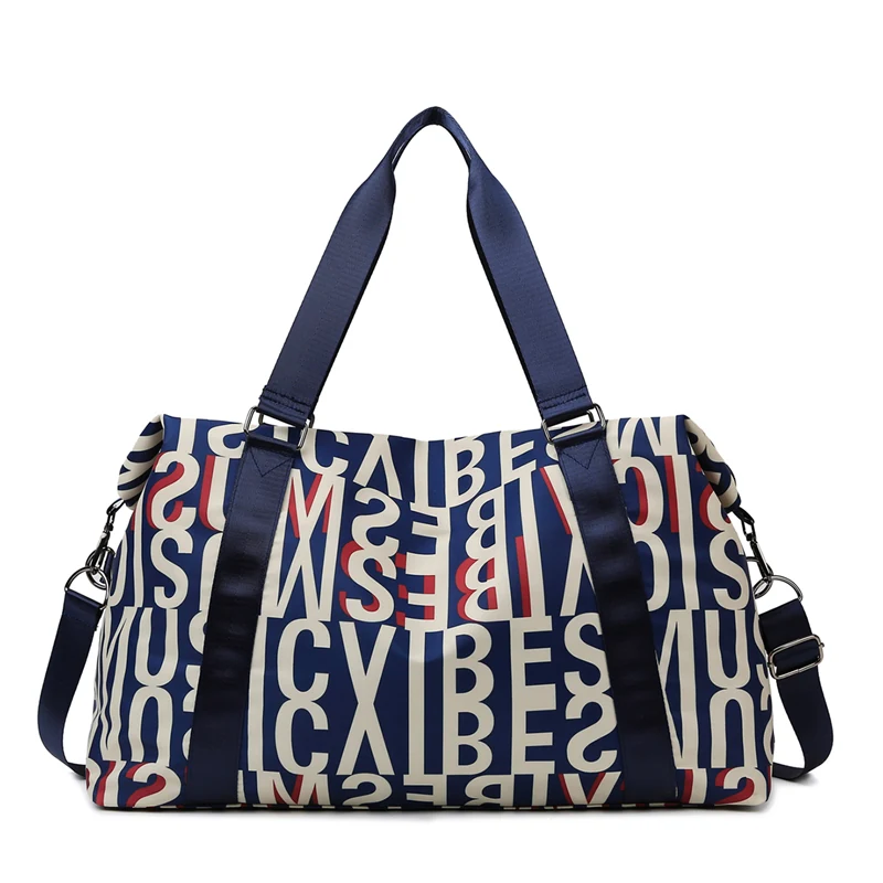 Letter-Print Weekender Duffel with Luggage Sleeve Black color SKU reference