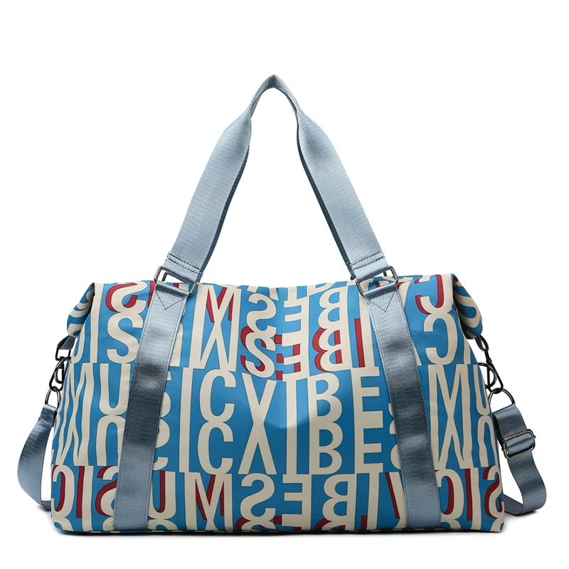 Letter-Print Weekender Duffel with Luggage Sleeve Purple color SKU reference
