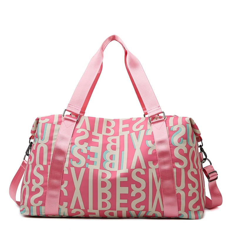 Letter-Print Weekender Duffel with Luggage Sleeve Grass green color SKU reference