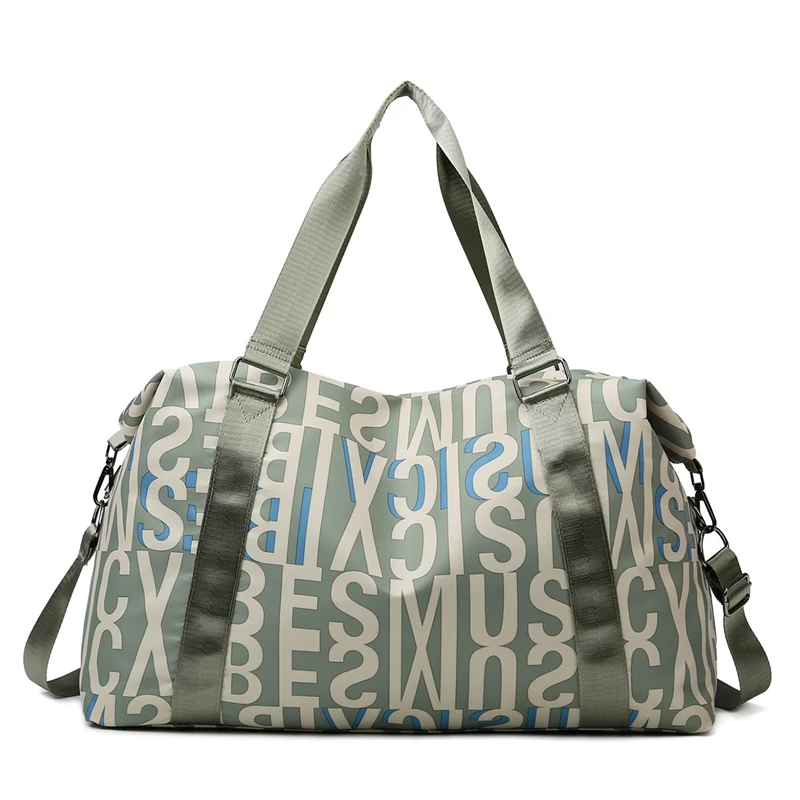 Letter-Print Weekender Duffel with Luggage Sleeve Blue color SKU reference