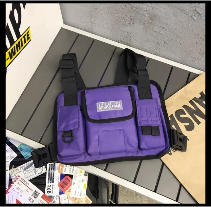 Reflective Streetwear Chest Pouch with Rubber Logo Purple color SKU reference