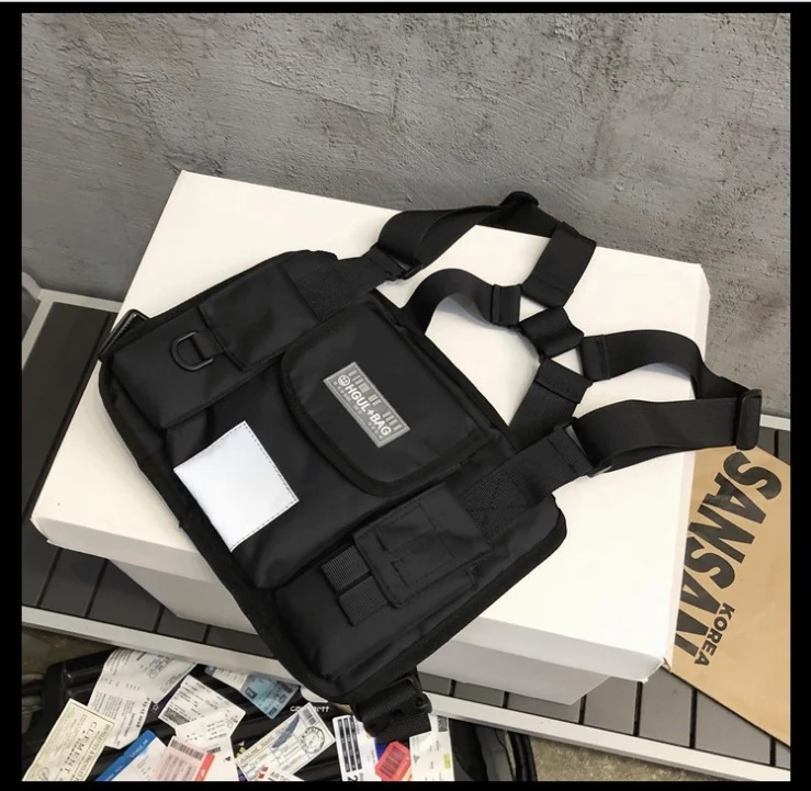 Reflective Streetwear Chest Pouch with Rubber Logo Black · alternate view color SKU reference