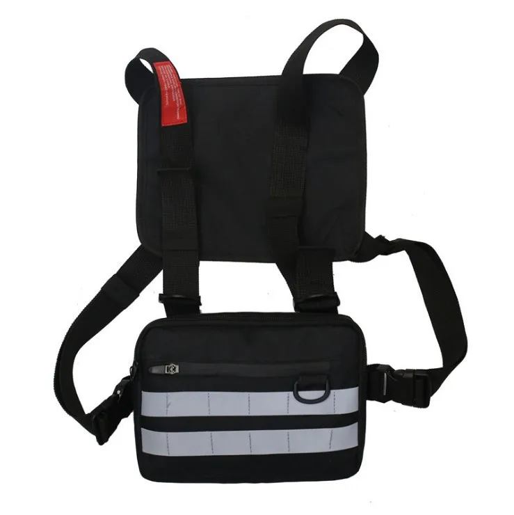 Reflective Radio Chest Rig Bag with Adjustable Harness Black + Reflective color SKU reference
