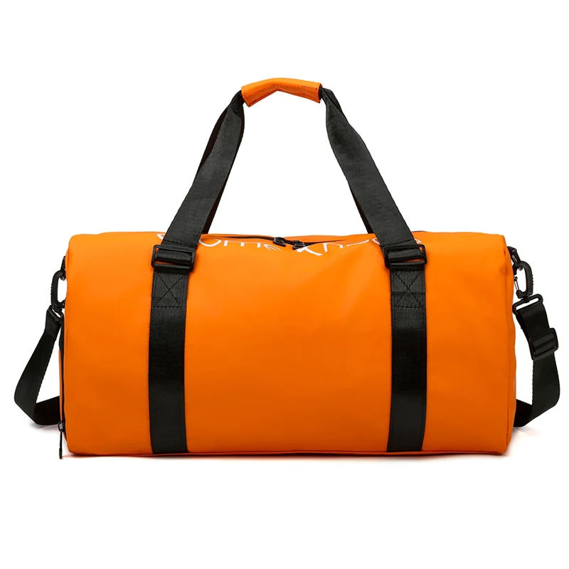 PU-Coated Nylon Weekender Duffel with Shoe Compartment Champagne color SKU reference