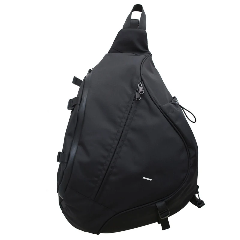 Drop-shaped Polyester Sling Bag with Strong Buckle Black color SKU reference