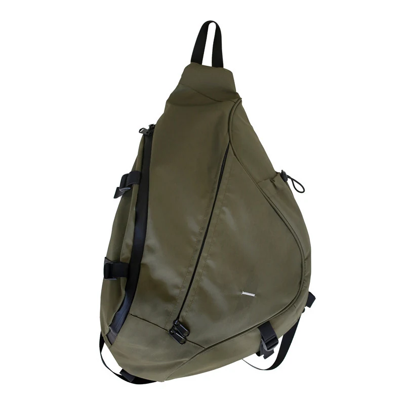 Drop-shaped Polyester Sling Bag with Strong Buckle Olive color SKU reference