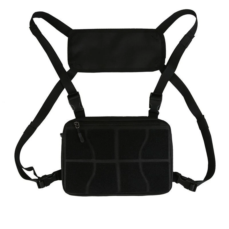 Multi-pocket Polyester Hiking Chest Bag with Chain Detail Black color SKU reference