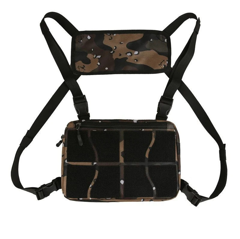 Multi-pocket Polyester Hiking Chest Bag with Chain Detail Camouflage color SKU reference