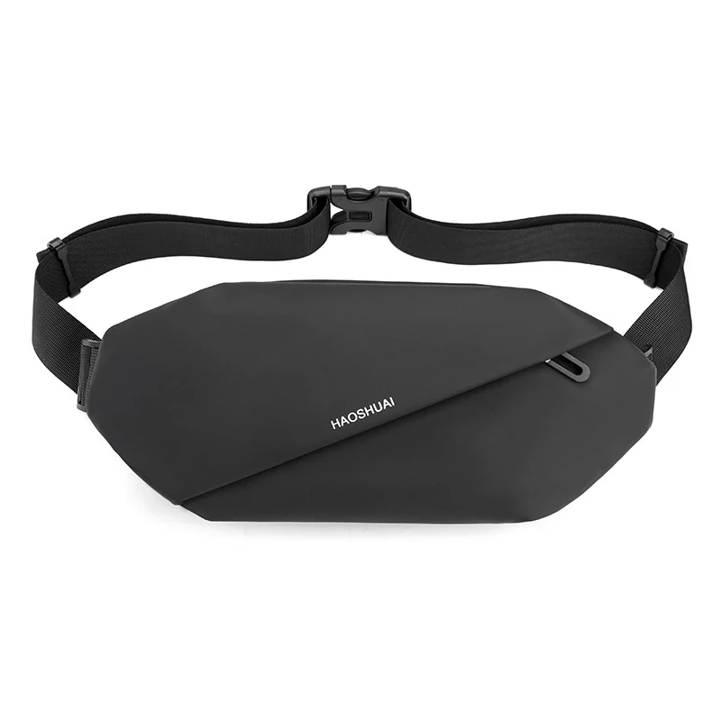 Polyester Sports Running Waist Sling Bag Black color SKU reference