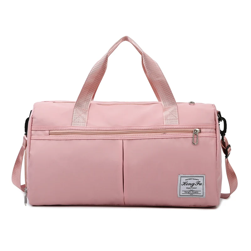 Multi-Pocket Nylon Weekender Duffel with Shoe Compartment Pink color SKU reference
