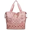 Foldable Holographic Checkerboard Weekender Gym Duffel Pink color SKU reference