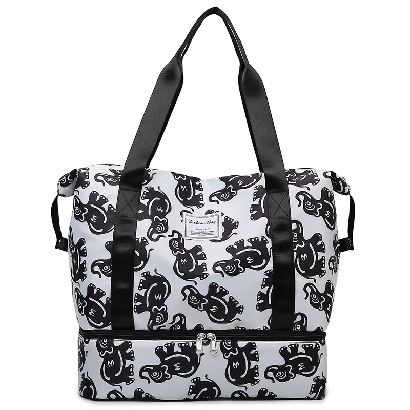 Elephant and Zebra Print Weekender with Shoe Compartment Print pattern 01 color SKU reference