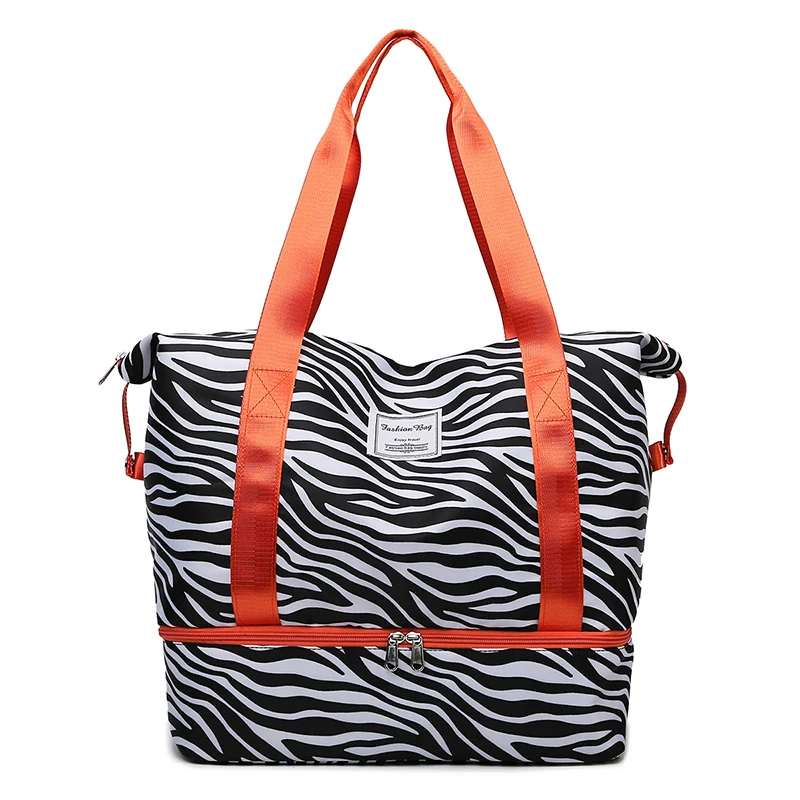 Elephant and Zebra Print Weekender with Shoe Compartment Print pattern 02 color SKU reference