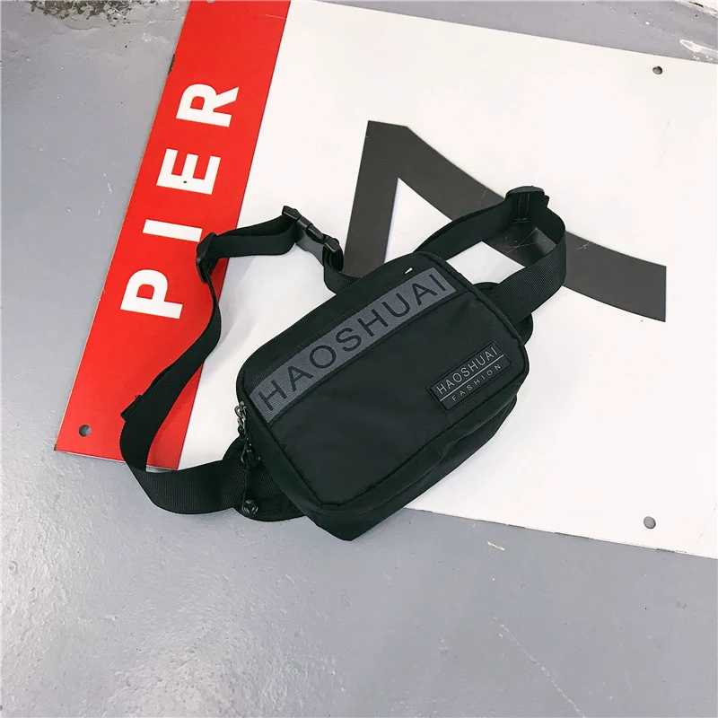 Polyester Mini Running and Travel Waist Bag Black color SKU reference