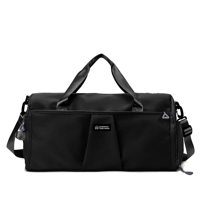 Large Nylon Weekender Duffel with Shoe Compartment and Luggage Sleeve Black color SKU reference
