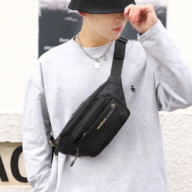 Men's Polyester Fanny Pack with Double Zip Pockets product reference image