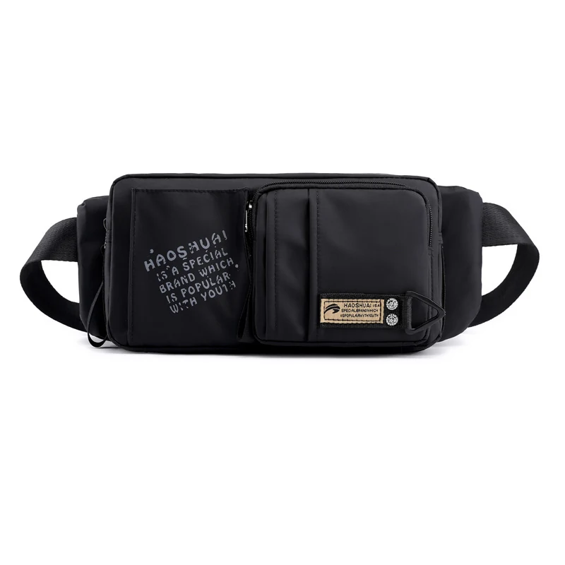 Letter-print Polyester Waist and Crossbody Pack Black color SKU reference