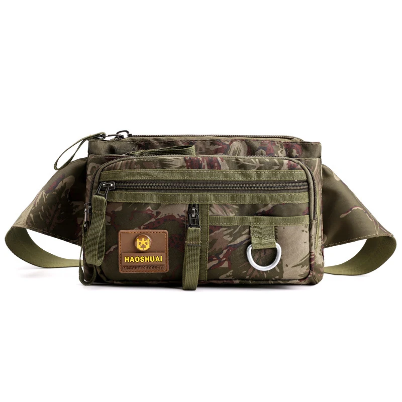 Tactical Polyester Hiking Waist Pack with Utility Pockets Woodland camo style color SKU reference