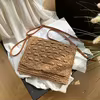 Woven Straw Crossbody Bag with Adjustable PU Strap Brown color SKU reference
