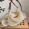 Woven Women’s Tote & Crossbody Bag with PU Strap Beige color SKU reference