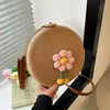 Round Straw Crossbody Bag with Cat & Flower Style Options Brown / flower color SKU reference