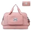 Foldable Nylon Travel Duffel with Shoe and Wet/Dry Compartments Pink color SKU reference