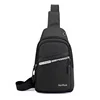 Polyester Multi-pocket Sling Bag with Earphone Pass-through Black color SKU reference