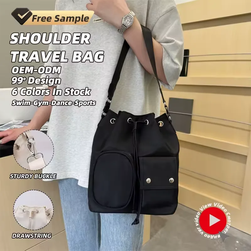 8L Oxford Crossbody Bag with Front Pocket and Buckle Detail product reference image