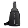 Polyester Front-pack Sling Bag with Earphone Port Black color SKU reference