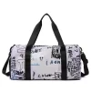 Geometric Print Gym Duffel with Shoe Pocket Purple color SKU reference