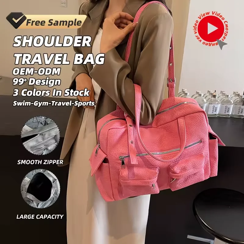 12L Crocodile-Embossed PU Shoulder Bag with Zip Pockets product reference image