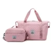 Quilted Expandable Weekender Duffel Set with Pouch Blush color SKU reference
