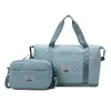 Quilted Expandable Weekender Duffel Set with Pouch Blue color SKU reference