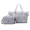 Quilted Expandable Weekender Duffel Set with Pouch Gray color SKU reference