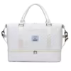 Quilted Travel Tote with Wet/Dry & Shoe Compartments White color SKU reference