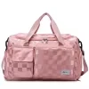 Checkered Gym Duffel with Wet/Dry and Shoe Compartments Pink color SKU reference