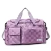 Checkered Gym Duffel with Wet/Dry and Shoe Compartments Purple color SKU reference
