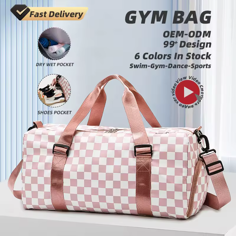 Checkered Gym Duffel with Wet/Dry & Shoe Compartments product reference image