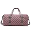 Wrinkled-Texture Checkered Gym Duffel with Shoe Compartment Pink color SKU reference