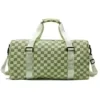 Wrinkled-Texture Checkered Gym Duffel with Shoe Compartment Green color SKU reference