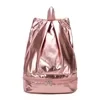 Holographic Drawstring Gym Backpack with Side Zipper Pocket Pink color SKU reference