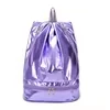 Holographic Drawstring Gym Backpack with Side Zipper Pocket Purple color SKU reference