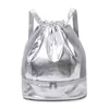 Holographic Drawstring Gym Backpack with Shoe Compartment Silver color SKU reference