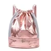 Holographic Drawstring Gym Backpack with Shoe Compartment Pink color SKU reference