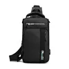 Anti-theft Style Polyester Chest Sling Daypack Black color SKU reference