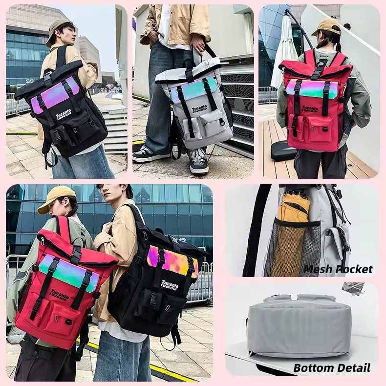 Reflective Oxford Gym Duffel with Multi-Pocket Storage product reference image