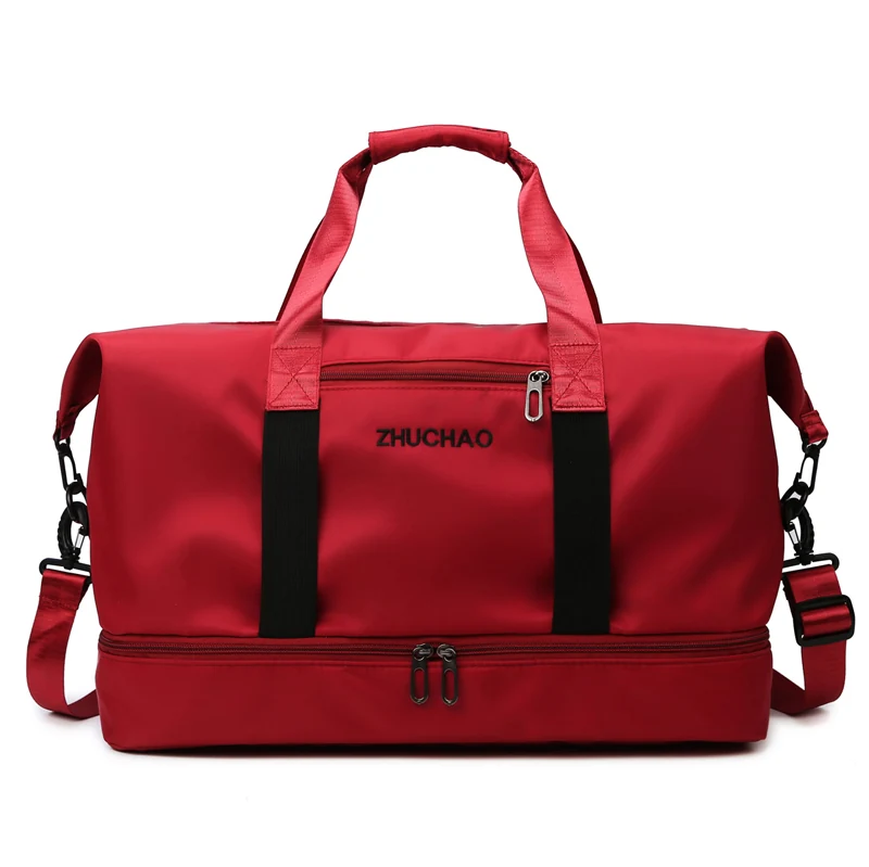 Oxford Travel Duffel with Yoga Mat Strap & Shoe Compartment Red color SKU reference