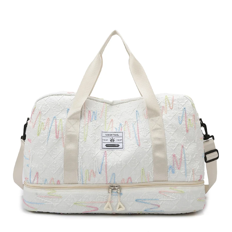 Four-Color Oxford Travel Duffel with Shoe Compartment White color SKU reference