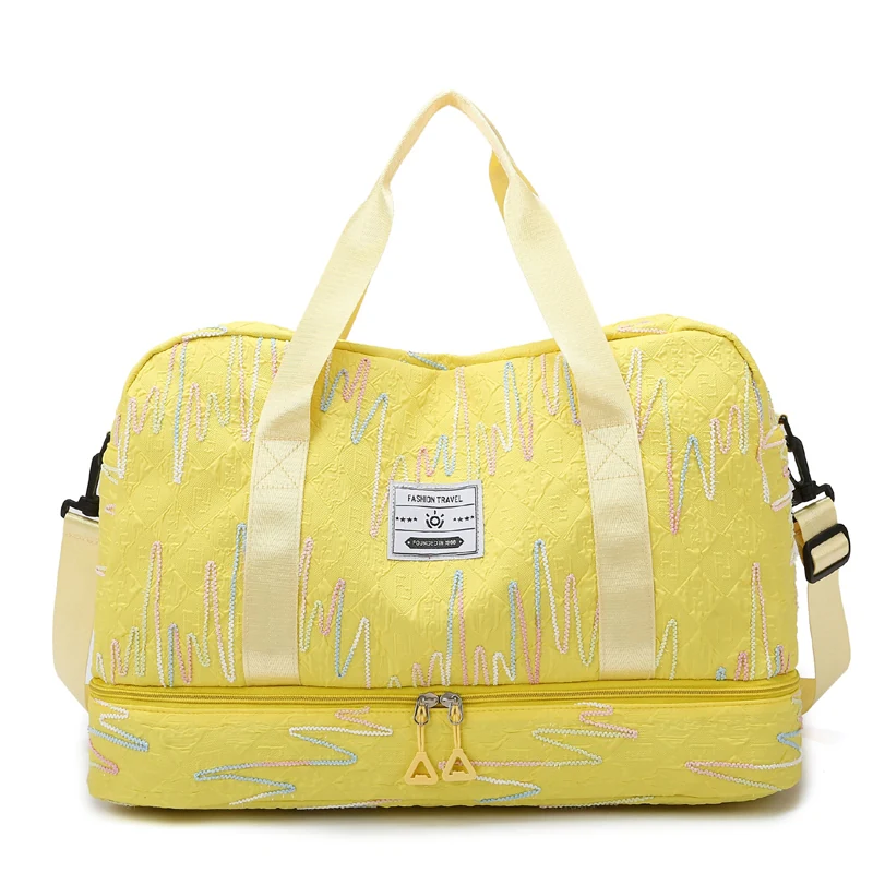 Four-Color Oxford Travel Duffel with Shoe Compartment Yellow color SKU reference