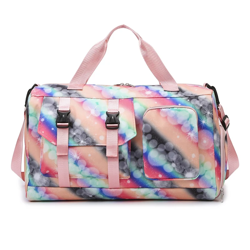 Gradient-Color Oxford Travel Duffel with Shoe Storage Pink color SKU reference